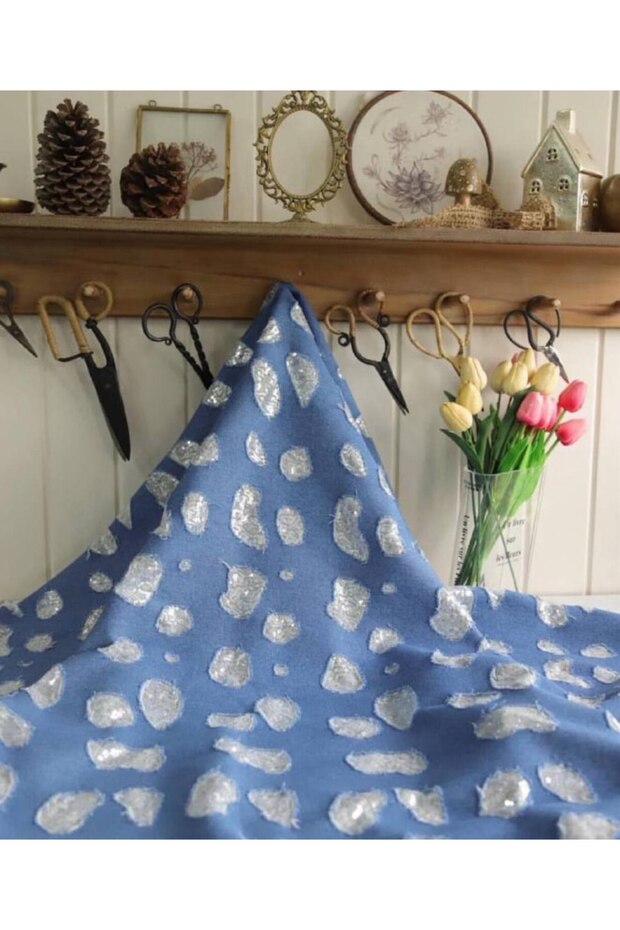 İthal Kot Üzeri Pul Payet Mavi Renktedir - 6