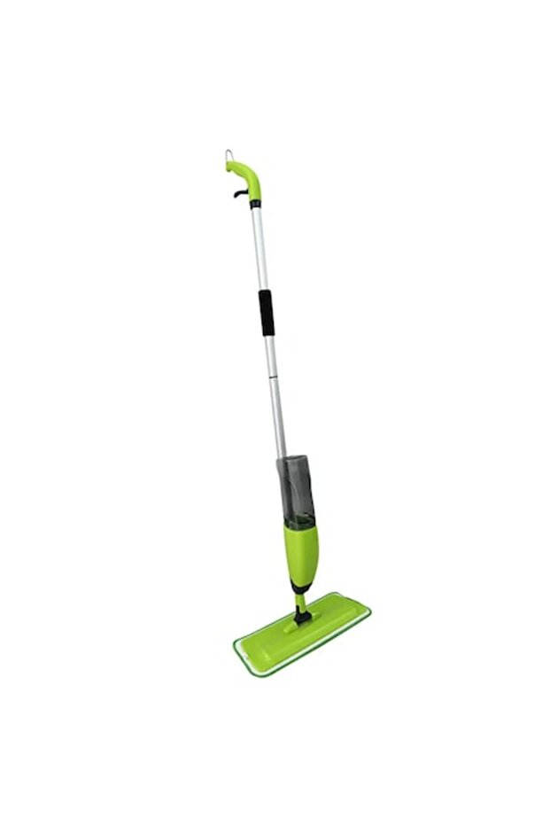 Mop with spray, 600 ml, reusable microfiber, for dry and wet cleaning, green - 1