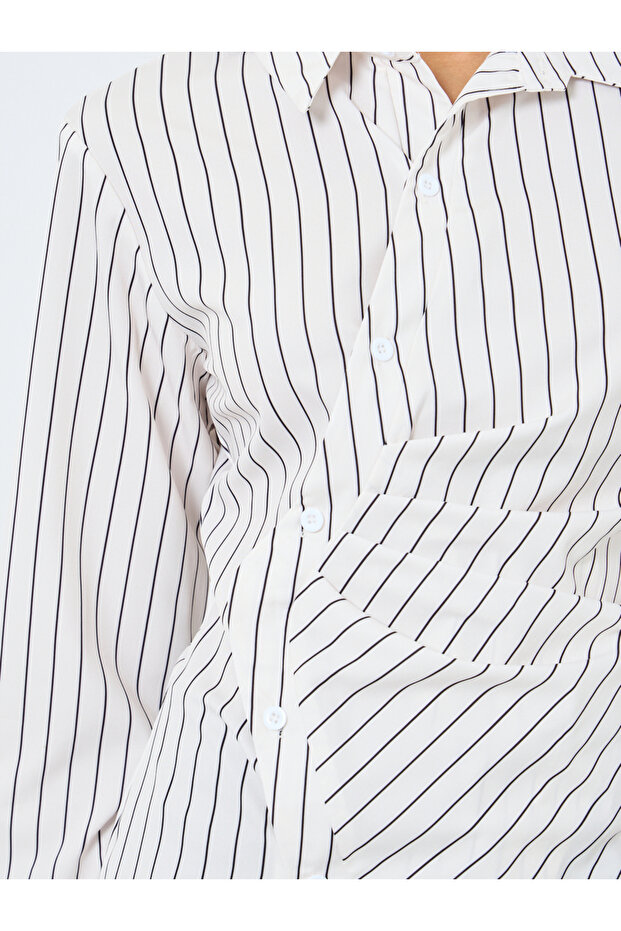 بلوزة مخططة بأزرار ملفوفة - 3