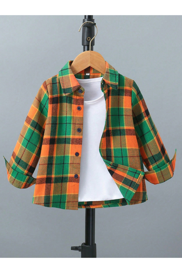 Kids Multi Plaid Button Front Shirt