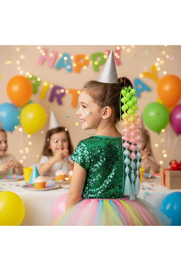Balloon Braided Glitter Elastic Ponytail / Acm27