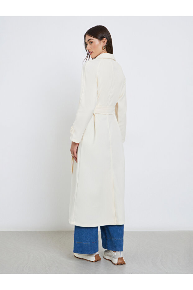 معطف ماكسي أبيض بحزام - 5