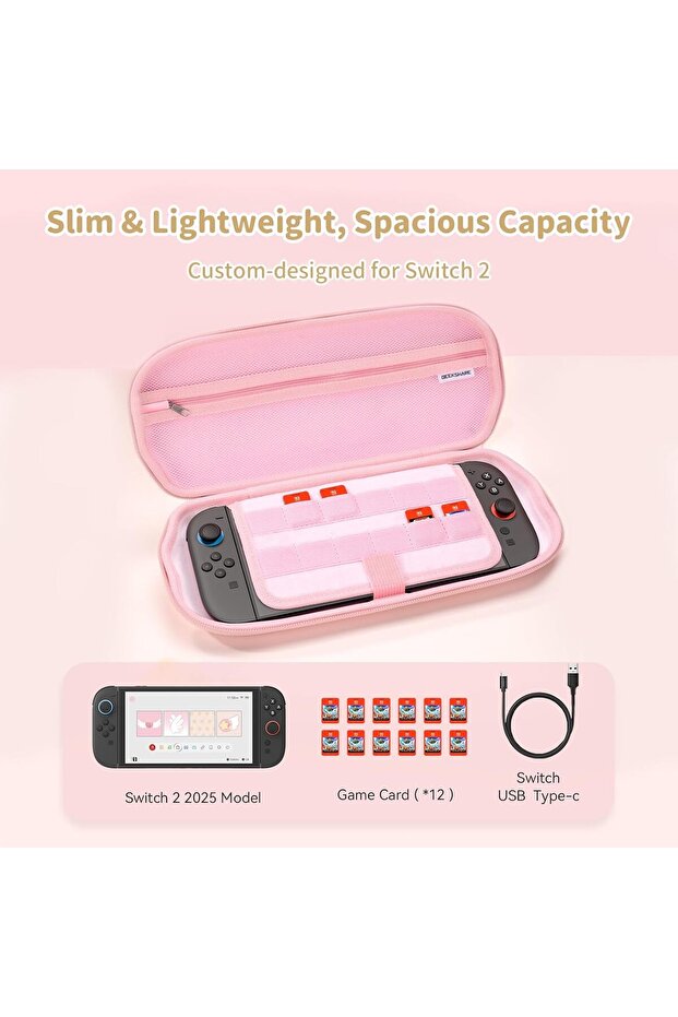 Travel Carrying Case Compatible with Switch 2 (2025), Hardshell Storage Bag with 12 Game C - 2