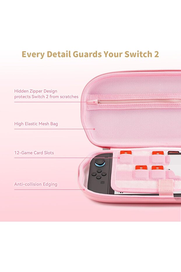 Travel Carrying Case Compatible with Switch 2 (2025), Hardshell Storage Bag with 12 Game C - 4