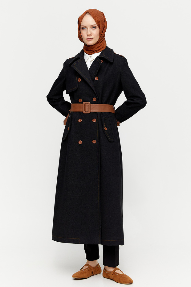 Kruvaze Kemerli Pardösü - 2