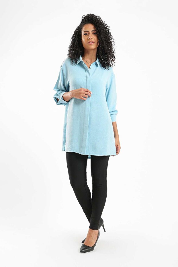 Solid Button-Front Shirt - 1