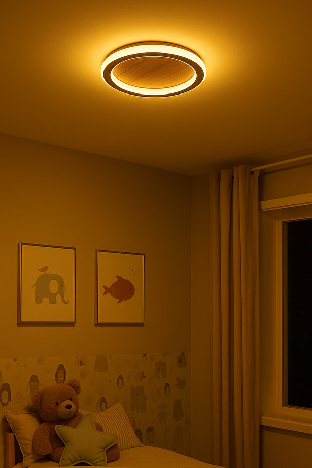 Plafonyer Led Avize Ahşap 30 Cm - 4