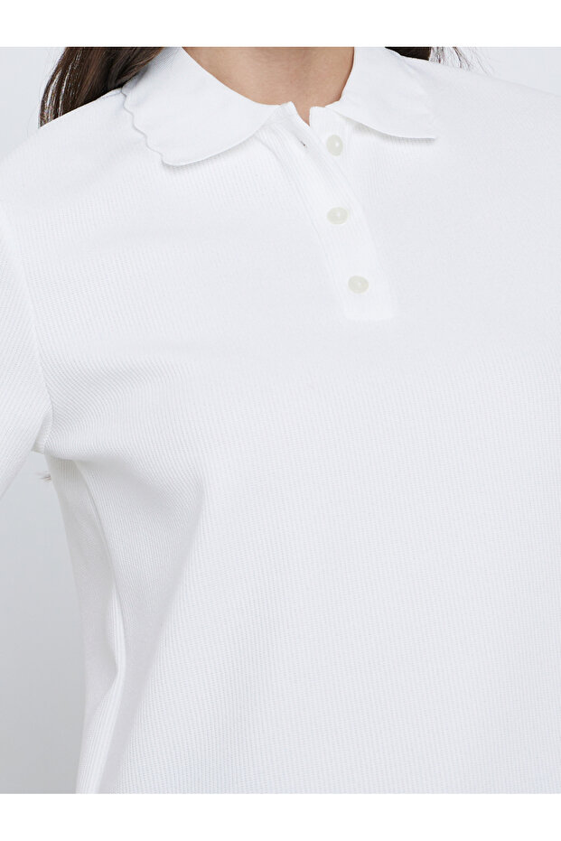 تي شيرت بولو سادة بأزرار وقصّة عادية - 3