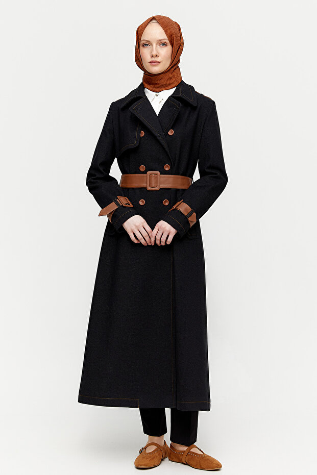 Kruvaze Kemerli Pardösü - 3