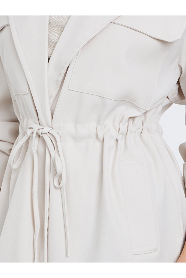 سترة طويلة باللون الكريمي - 4