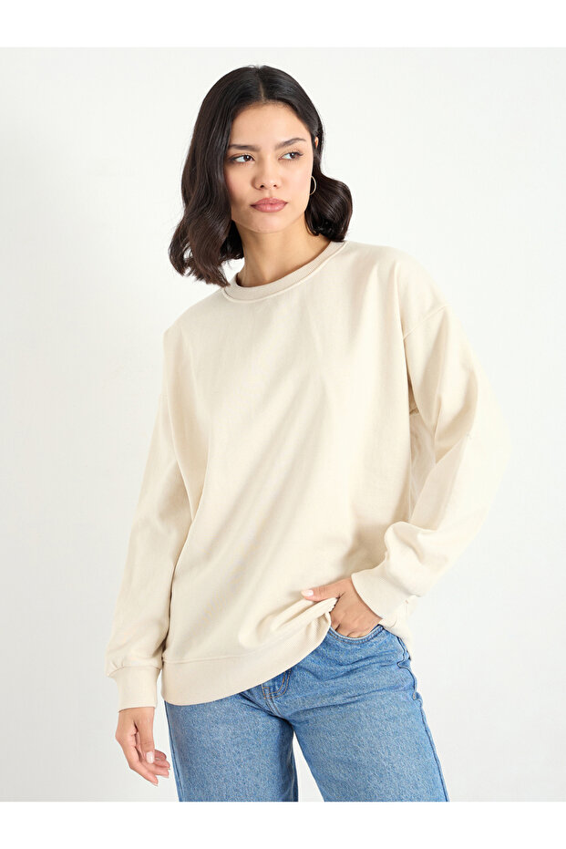 سويت شيرت طويل سادة كبير الحجم - 3