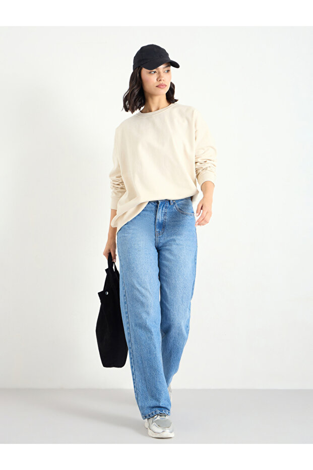 سويت شيرت طويل سادة كبير الحجم - 2