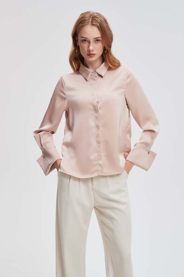 قميص سادة بأزرار أمامية - 1