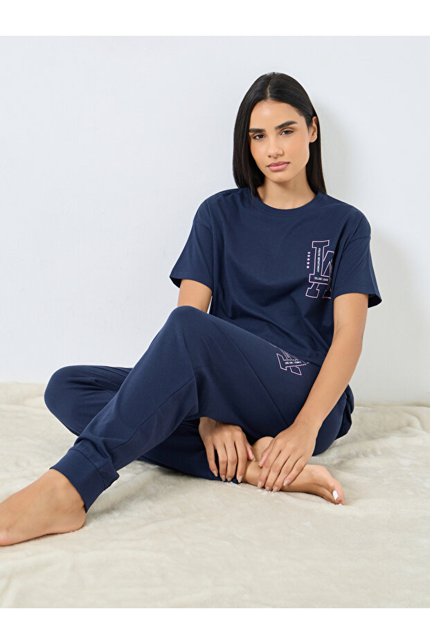 LA Graphic Dropped Shoulder T-Shirt and Pyjama Set