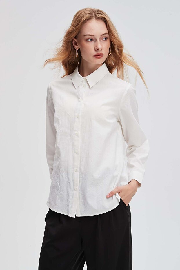 Solid Button-Front Shirt - 2