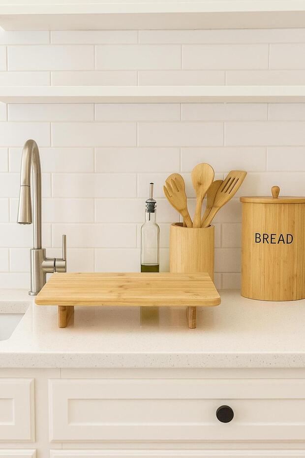 حامل تقديم من الخيزران، طبق تقديم الجبن مستطيل الشكل، مقاس 24×36 سم - 2