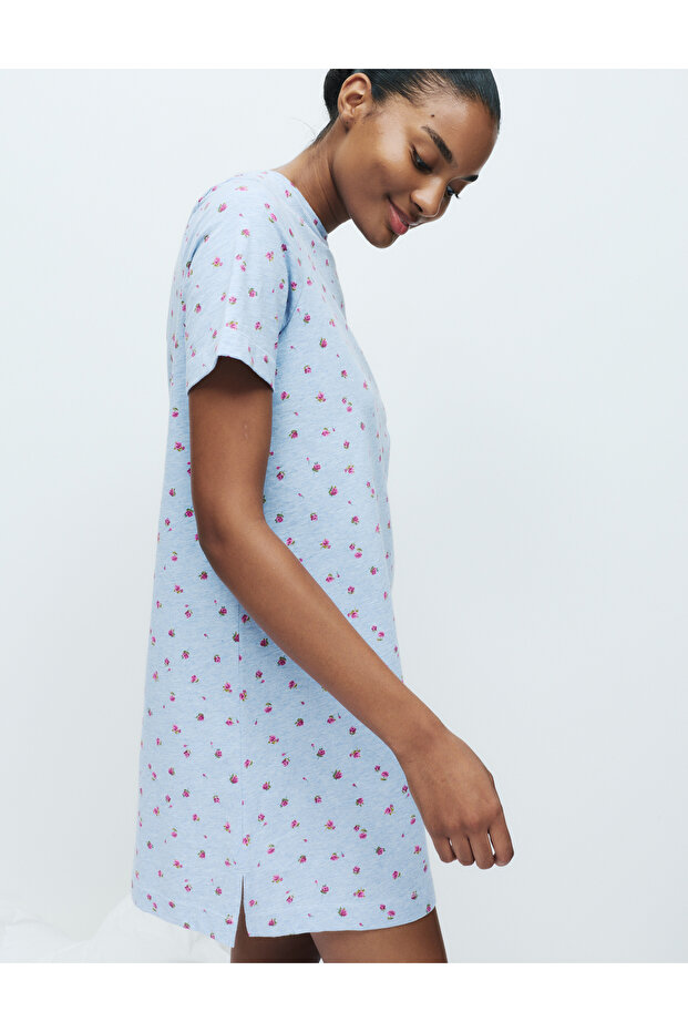 Saf Pamuklu Baskılı Gecelik - 4