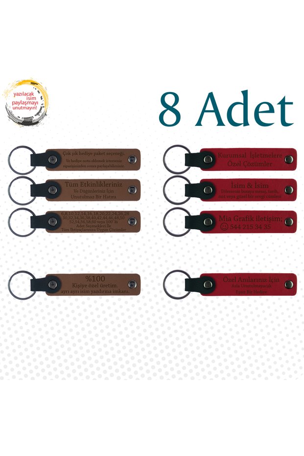 Name Written Leather Keychain, Purple & Navy, Set of 8 Gifts for Your Loved Ones for Your Special Celebrations