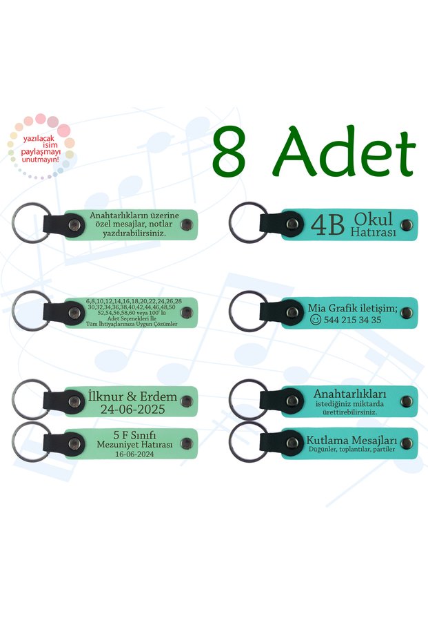 Name Written Leather Keychain, Purple & Navy, Set of 8 Gifts for Your Loved Ones for Your Special Celebrations