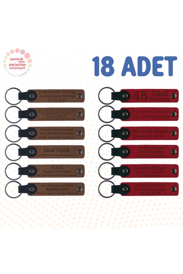 Personalized Message Gift Leather Keychain, Purple Violet & Navy Blue, Individually Name Writable Set of 18