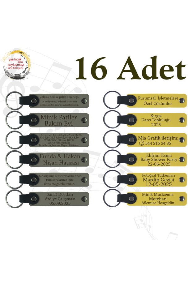 Name Writable Leather Keepsake Keychain, Purple & Navy Blue, for Those Who Are Looking for Very Special Gifts, Set of 16