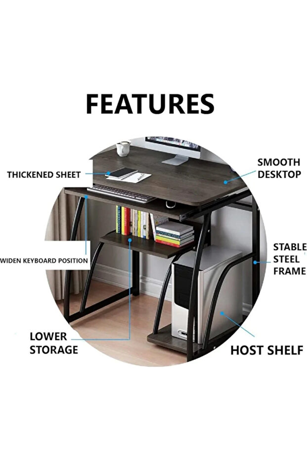 Practical computer table with stylish design and smart storage shelves - 6