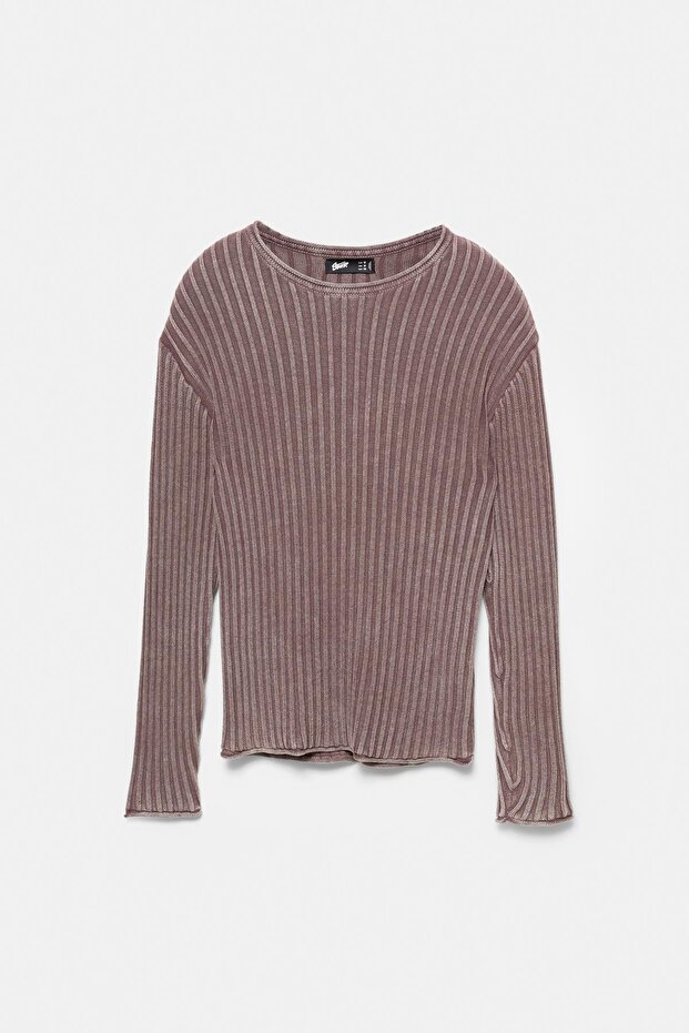 Asit yıkamalı fitilli kazak - 7