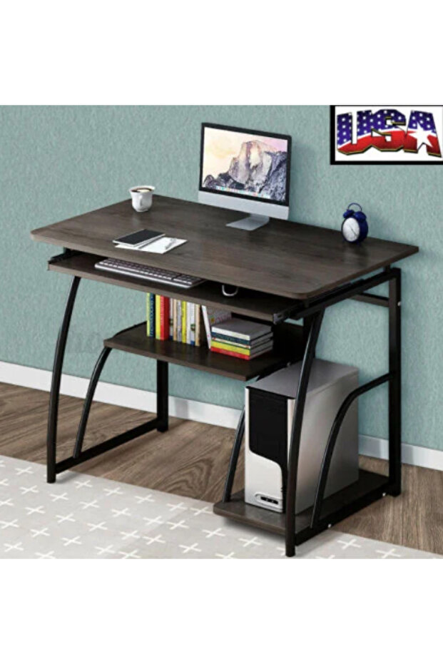 Practical computer table with stylish design and smart storage shelves - 1