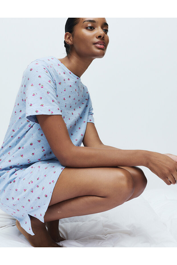 Saf Pamuklu Baskılı Gecelik - 2