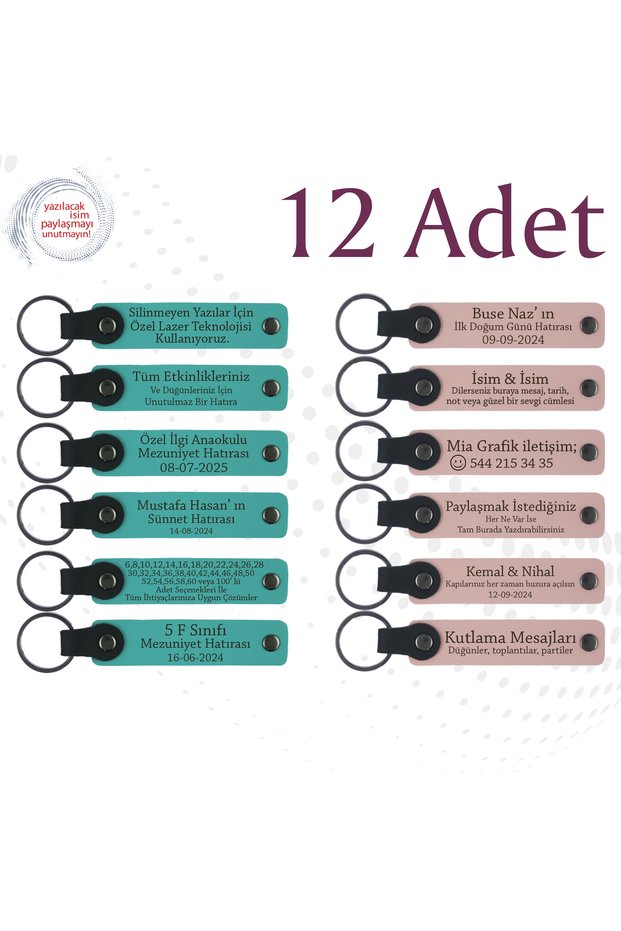 Personalized Name Written Keychain, Purple Violet & Navy, Special Gift for All Family Members, Set of 12