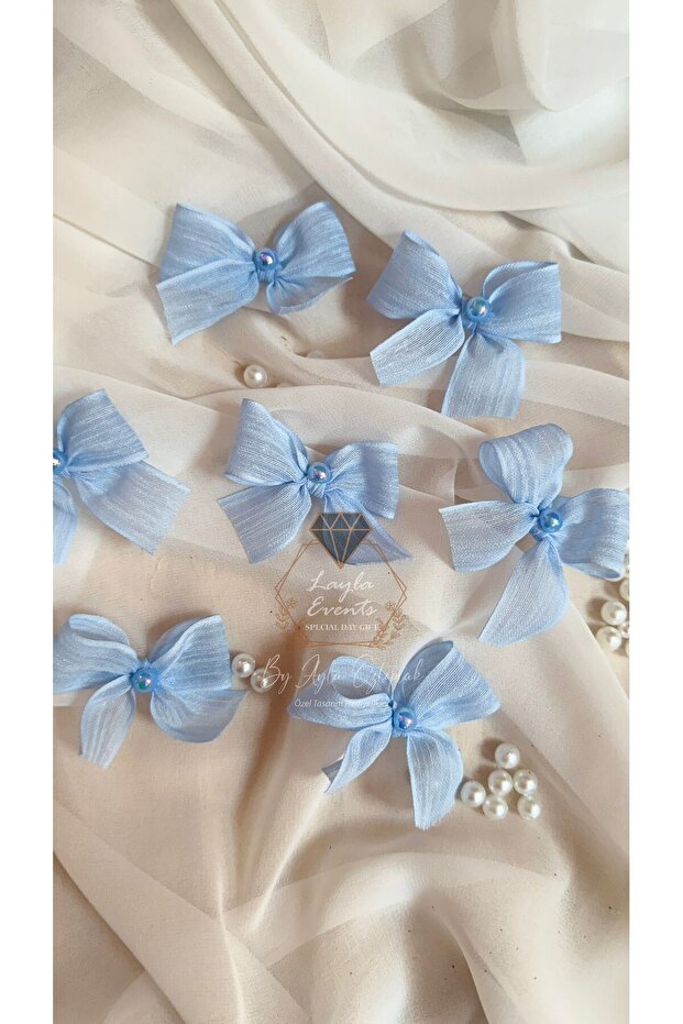 Ready-Made Ribbon Bow with Linen Ribbon - 20 Pieces