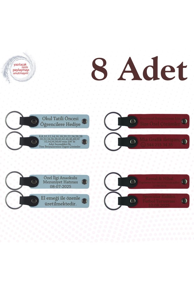 Name Written Leather Keychain, Purple & Navy, Set of 8 Gifts for Your Loved Ones for Your Special Celebrations