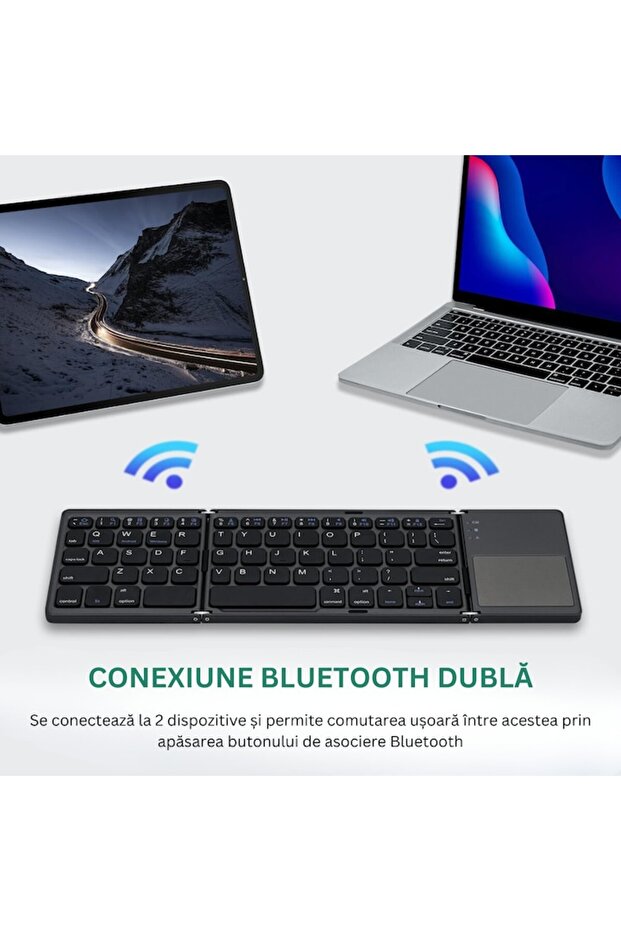 Bluetooth Foldable Keyboard Dasbo®, Portable, Ultra-Thin, with Touchpad - 2