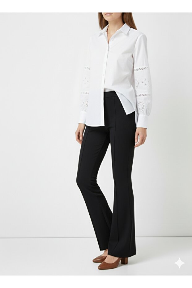 İspanyol Paça Pantolon A1106 Siyah - 1