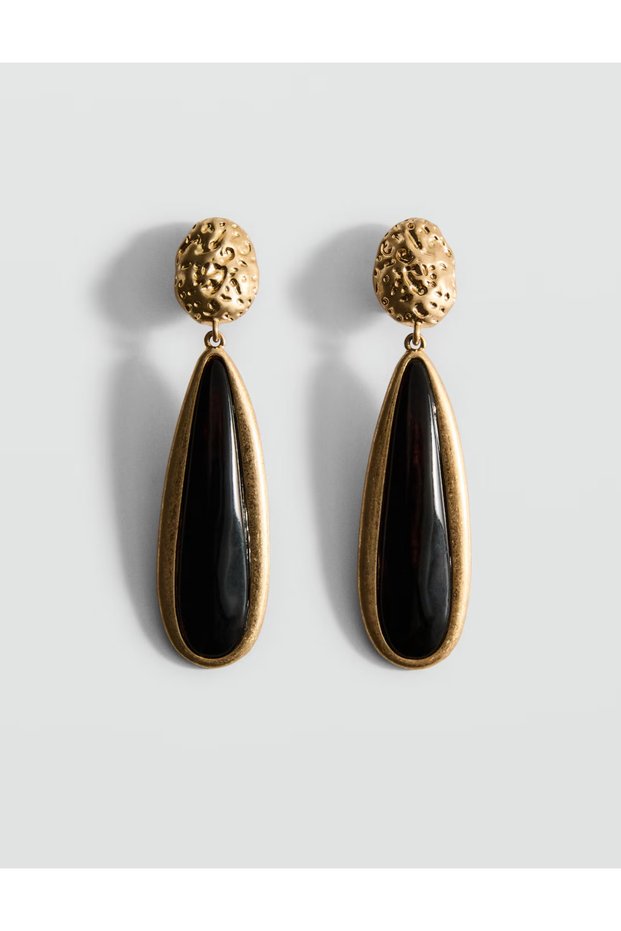 Brand Antique Gold Black Earrings
