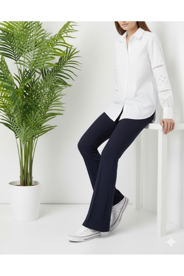 İspanyol Paça Pantolon A1106 Lacivert - 3