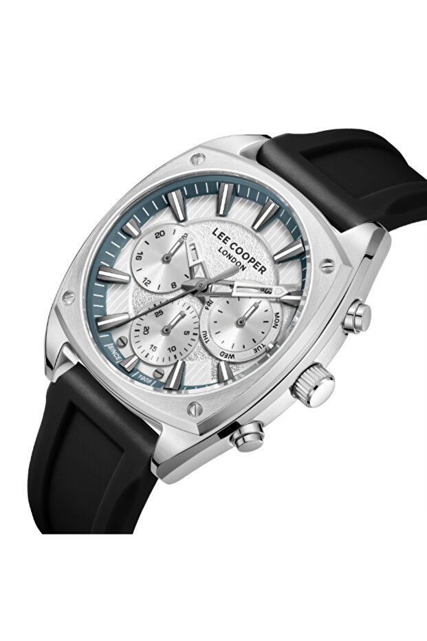 ساعة رجالية متعددة الوظائف بمينا فضي - LC08237.331 - 2