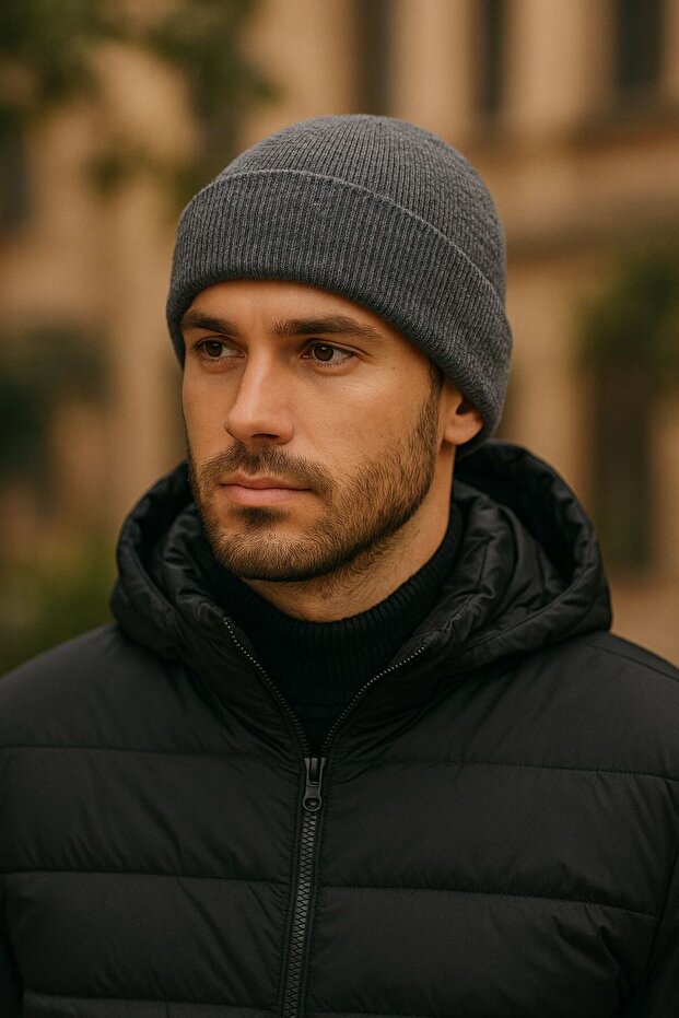 Unisex Basic Katlanabilir Triko Bere - 1