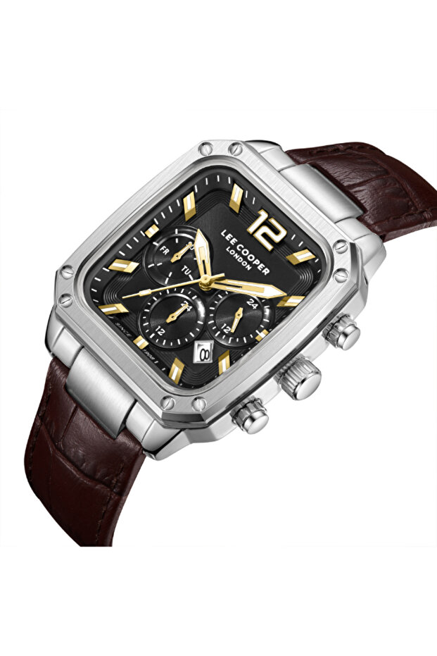 ساعة رجالية متعددة الوظائف بمينا أسود - LC08184.352 - 2