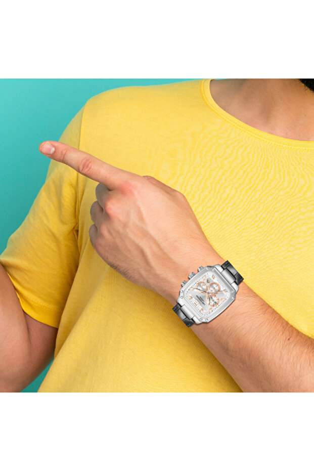 ساعة رجالية متعددة الوظائف بمينا فضي - LC08184.331 - 6