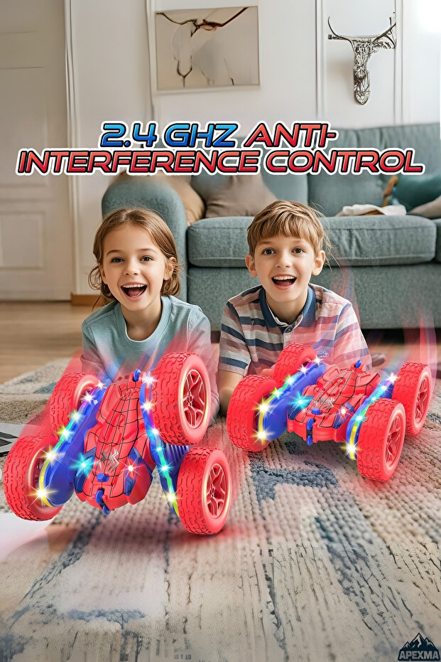 2.4GHz Uzaktan Kumandalı Şarjlı 360° Dönebilen Örümcek Adam Venom Uğur Böceği Akrobat Rc Araba - 5