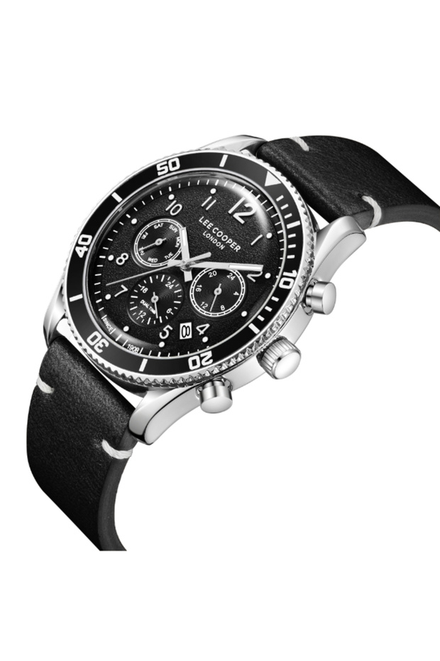 ساعة رجالية متعددة الوظائف بمينا أسود - LC08260.351 - 2