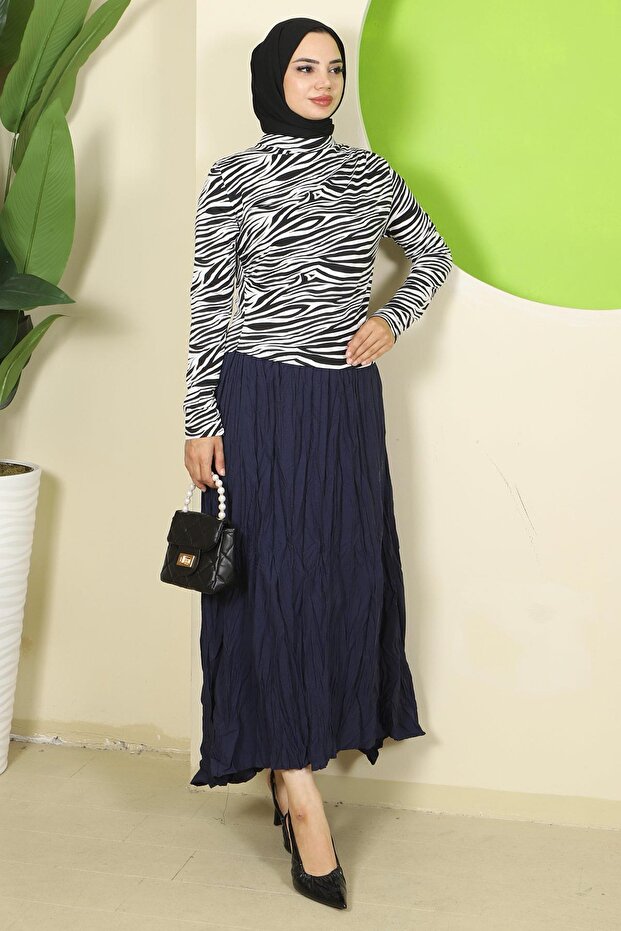 بودي مطوي بنقشة الحمار الوحشي باللون الأبيض HM2829 - 7