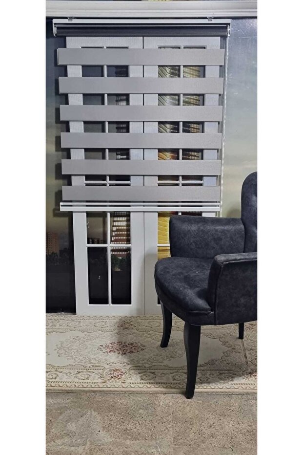 Düz Zebra Bambu Perde Gri Renk Zebra Bambu Perde Düz Gri Perde - 5