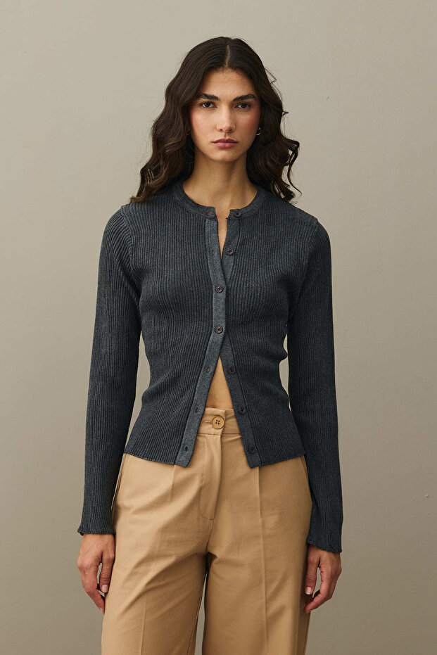 Simli Fitilli Hırka Antrasit - 5