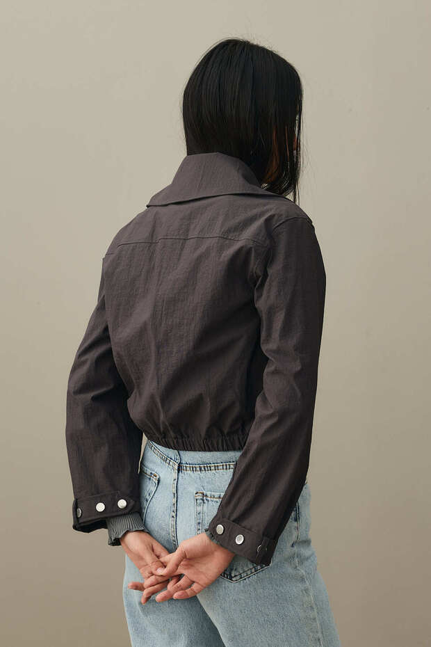 Kısa Bomber Ceket Antrasit - 4