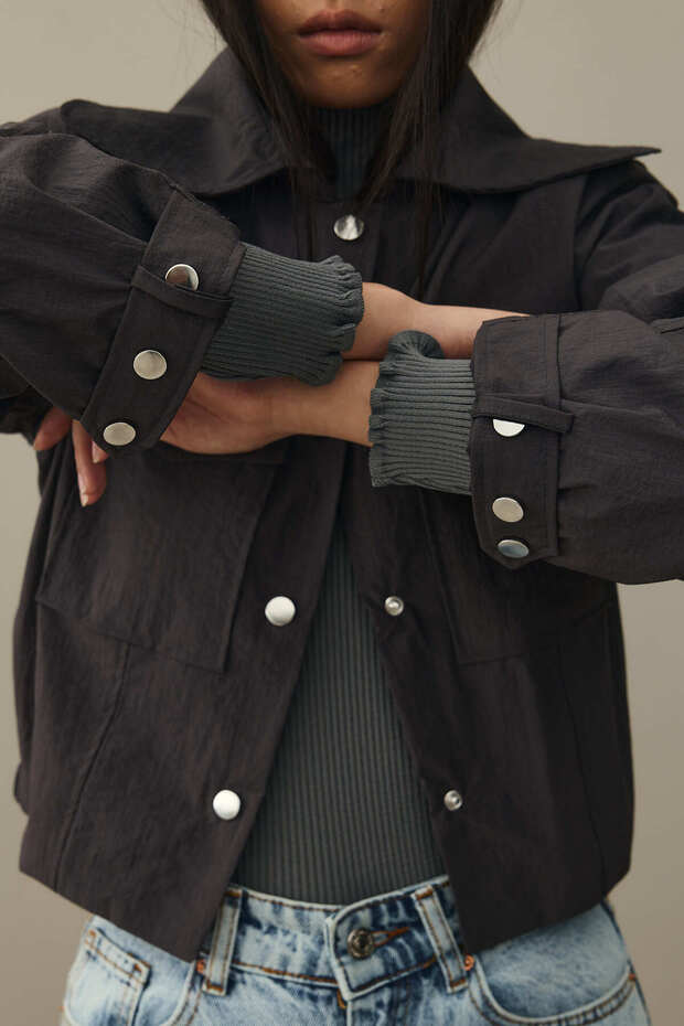 Kısa Bomber Ceket Antrasit - 5