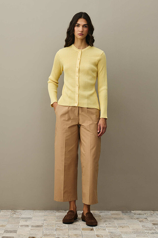 Simli Fitilli Hırka Sarı - 1