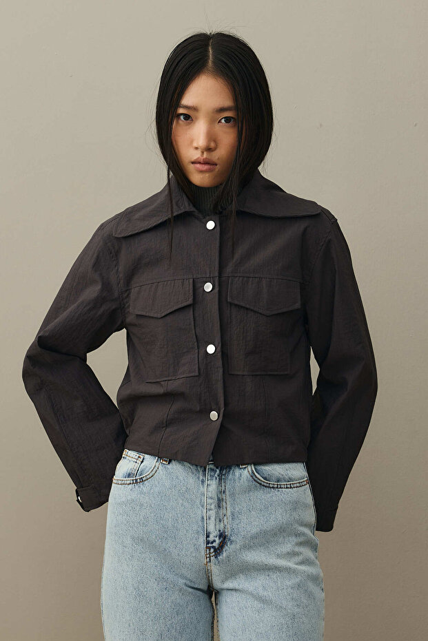 Kısa Bomber Ceket Antrasit - 1