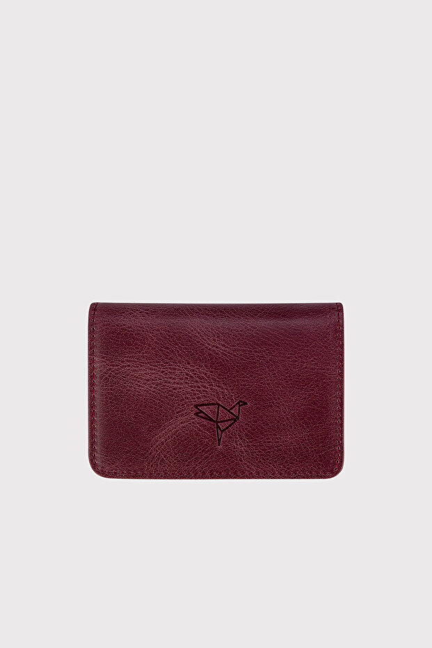 Unisex Claret Red Magnet Crazy Leather Card Holder Wallet